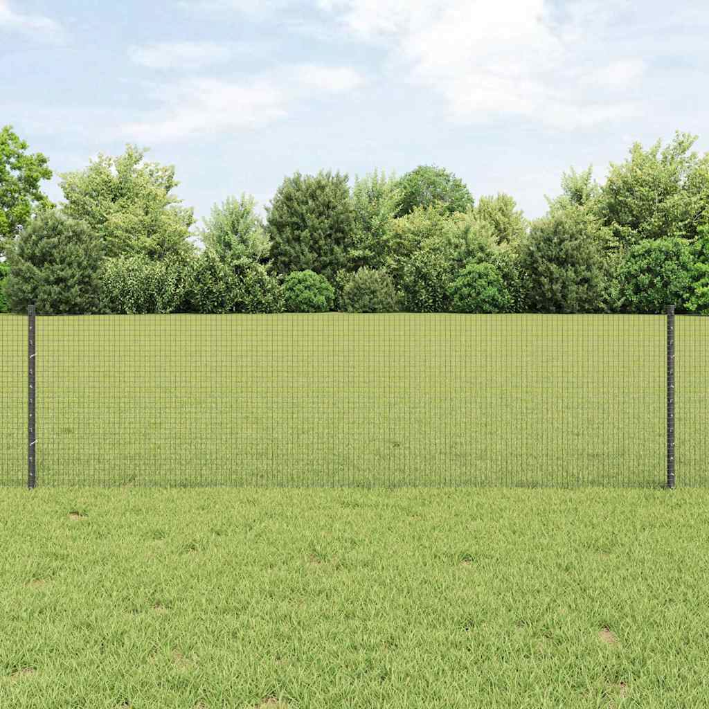 Welded Wire Fence with 22 U Posts Grey 0.6x50 m Steel