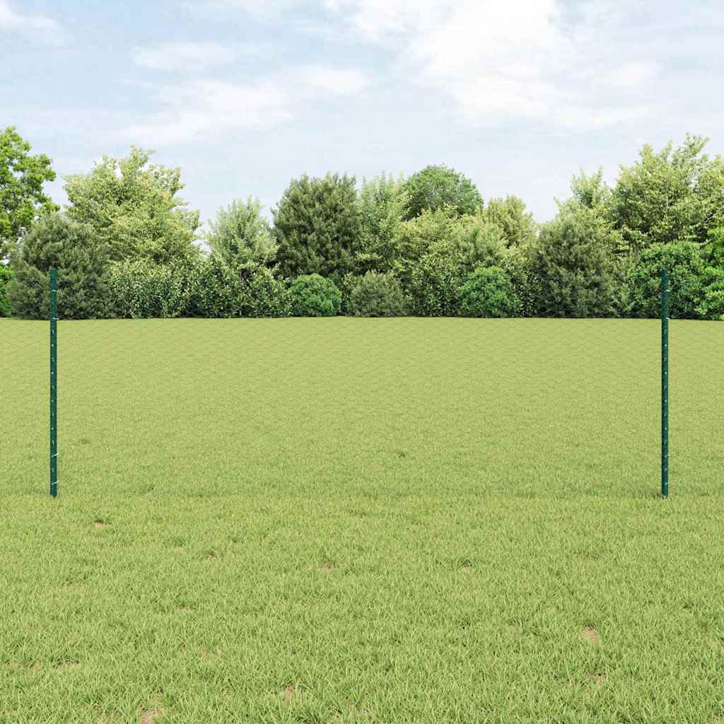 Fence Posts 5 pcs U-Channel Green 80 cm Steel
