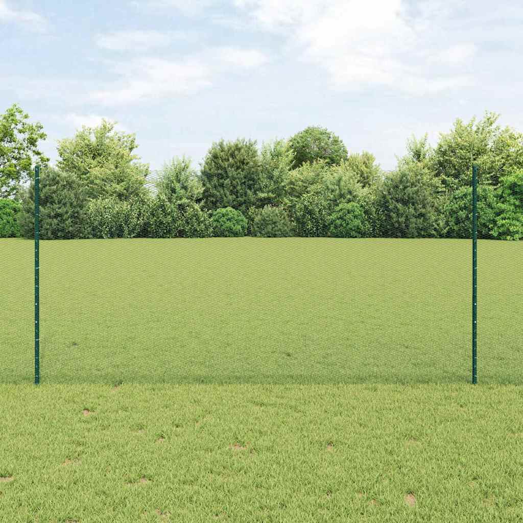 Hexagonal Garden Fence Set Set of 2 Green Metal 25 x 1.2 m