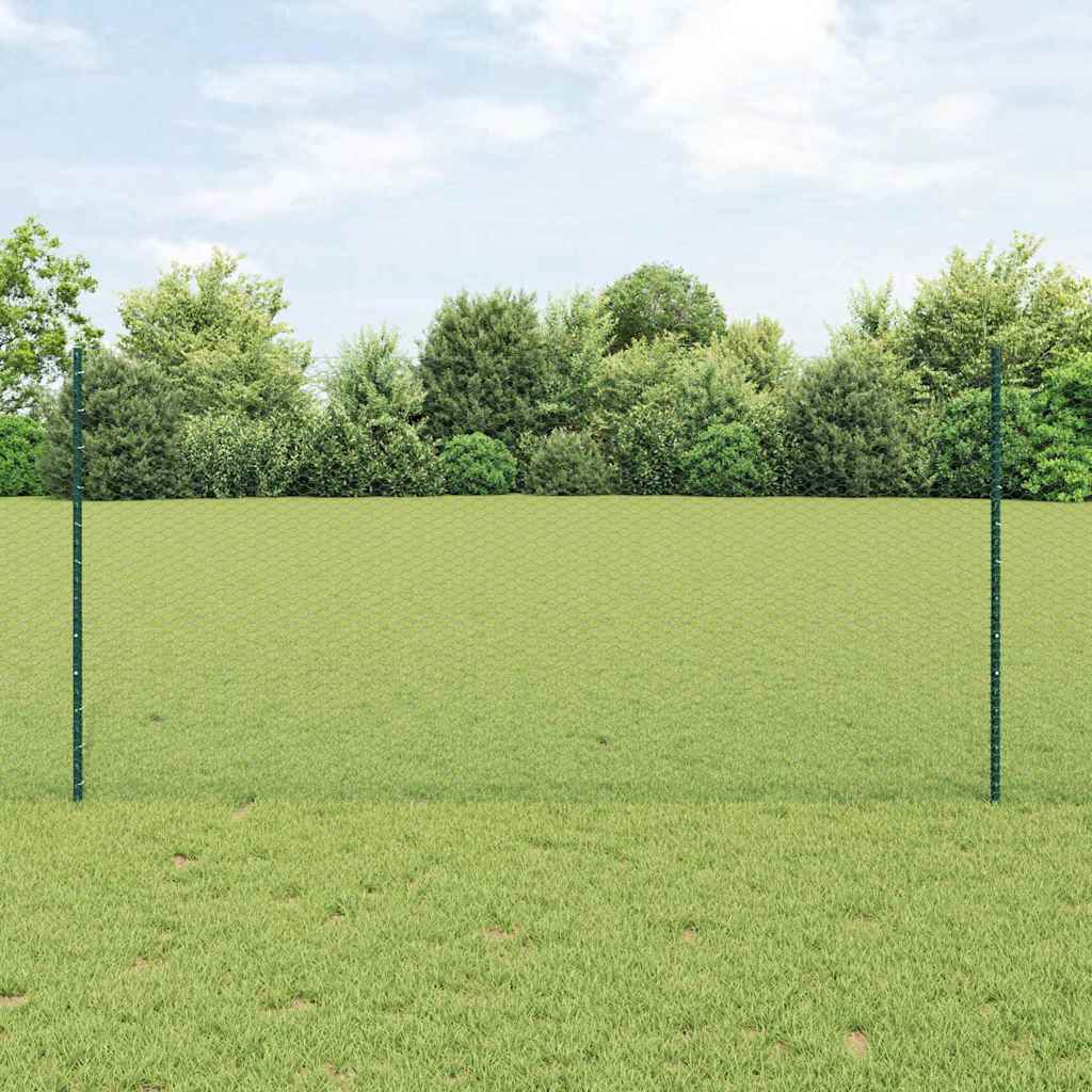 Metal Garden Fence Set Set of 2 Green Metal 25 x 1.2 metres