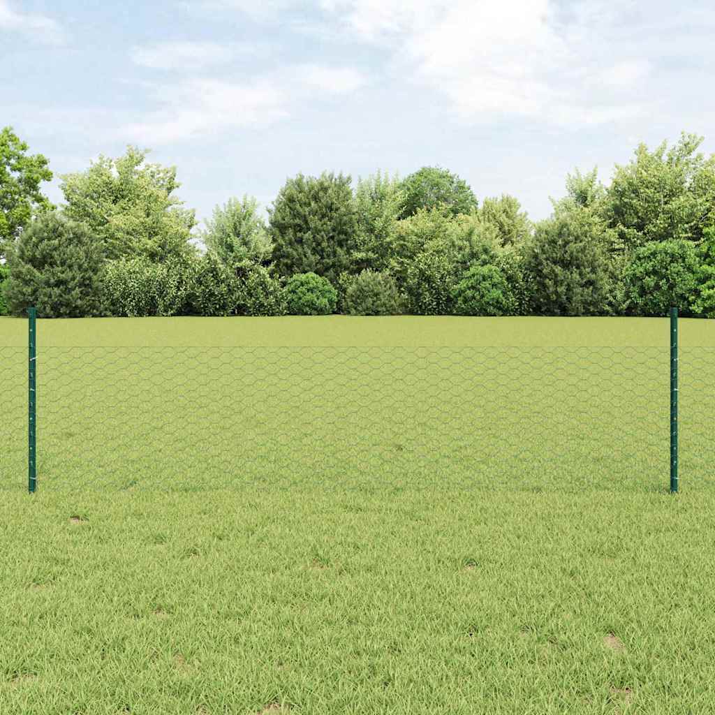 Fence Posts 11 pcs U-Channel Green 60 cm Steel