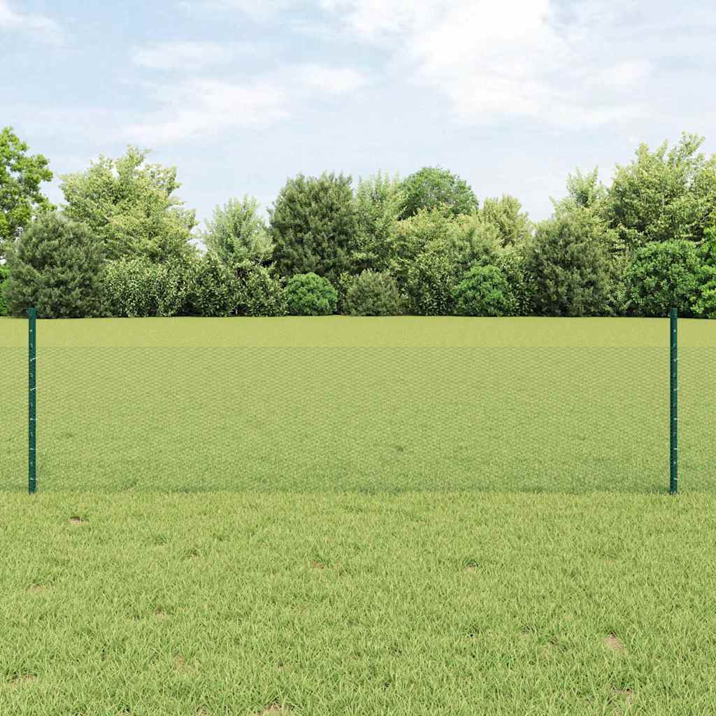 Fence Posts 11 pcs U-Channel Green 60 cm Steel