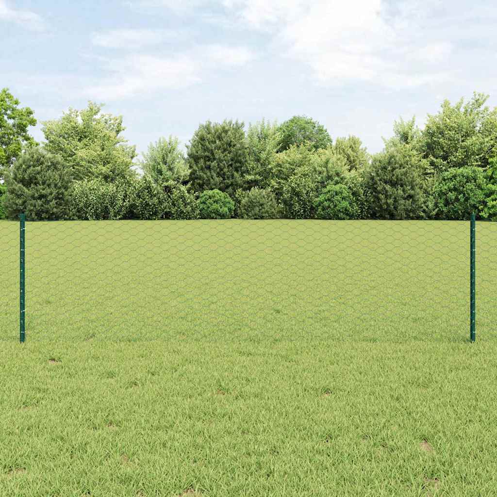 Fence Posts 11 pcs U-Channel Green 60 cm Steel