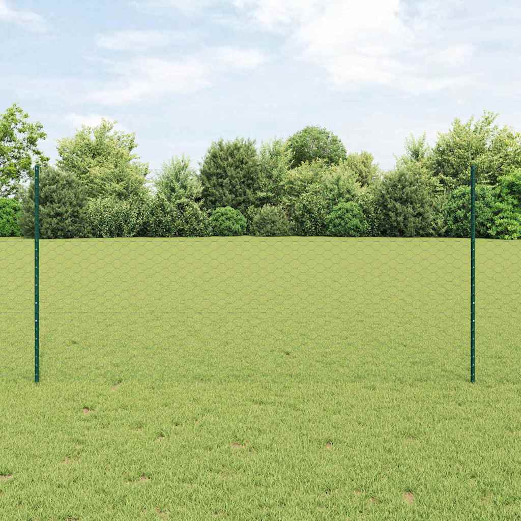 Fence Posts 11 pcs U-Channel Green 120 cm Steel