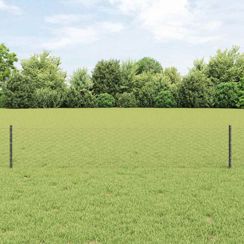 Fence Posts 5 pcs U-Channel Grey 40 cm Steel