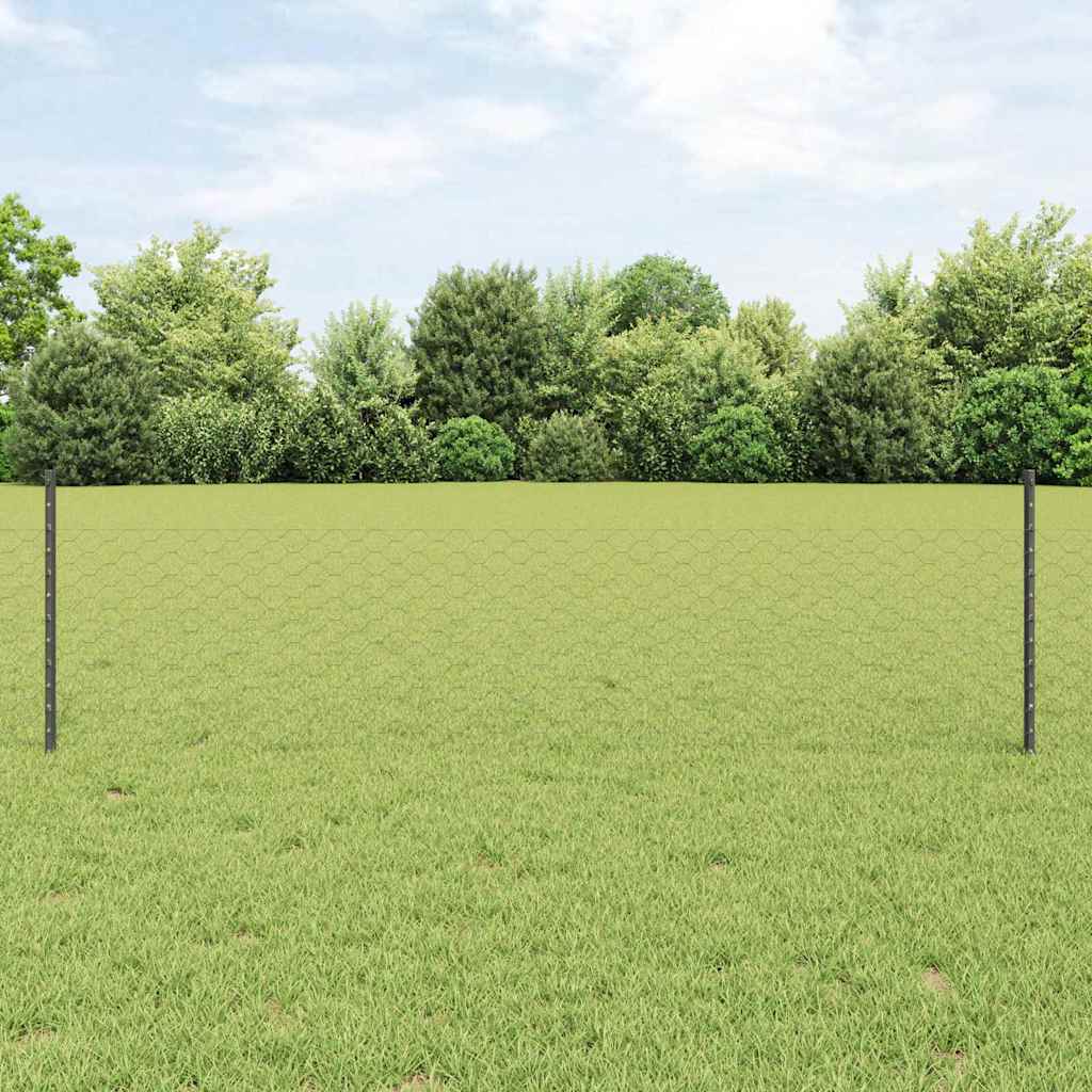 Hexagonal Garden Fence Set Set of 2 Grey Steel 25 x 0.5m