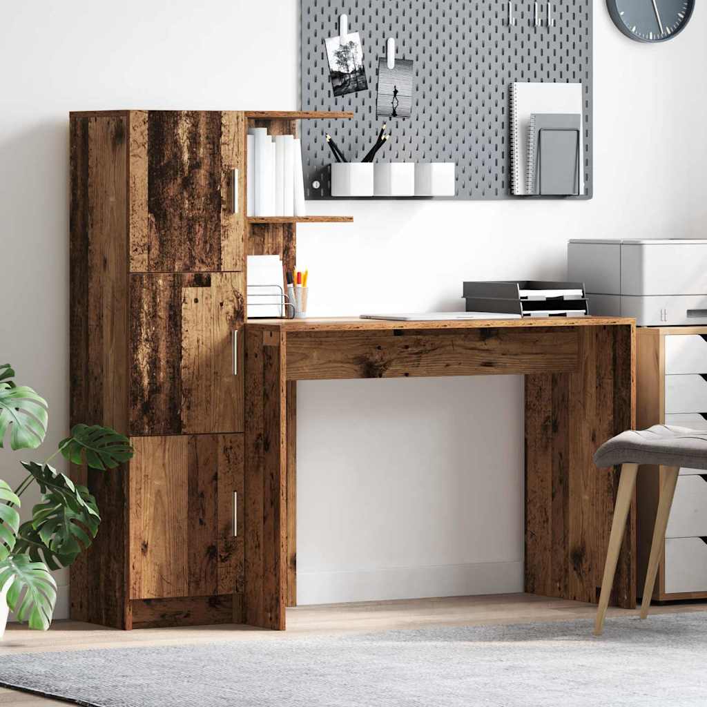 Desk with Storage Old Wood Engineered Wood