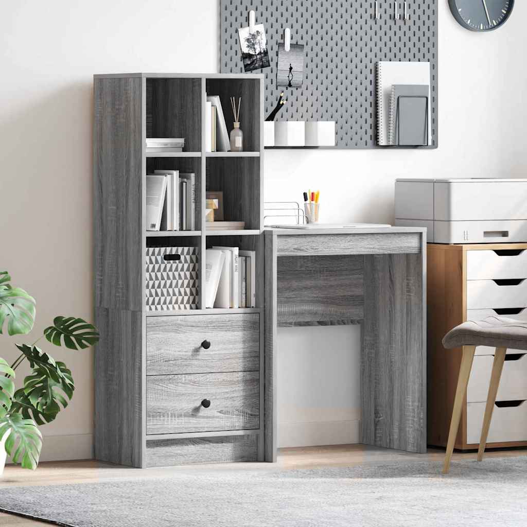 Desk with Storage Grey Sonoma Engineered Wood