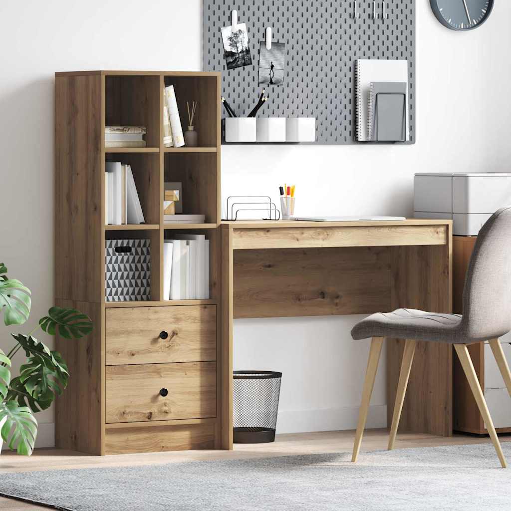 Desk with Storage Artisan Oak Engineered Wood