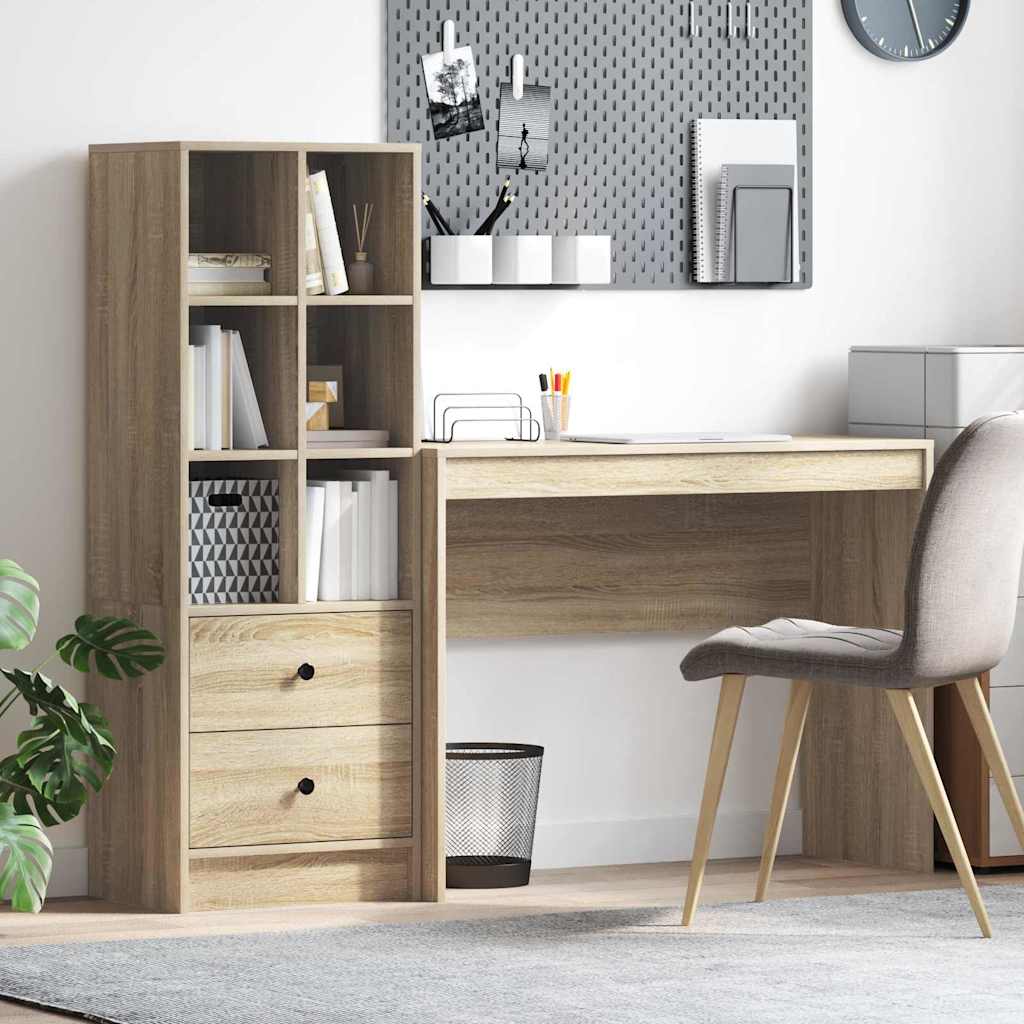 Desk with Storage Sonoma Oak Engineered Wood