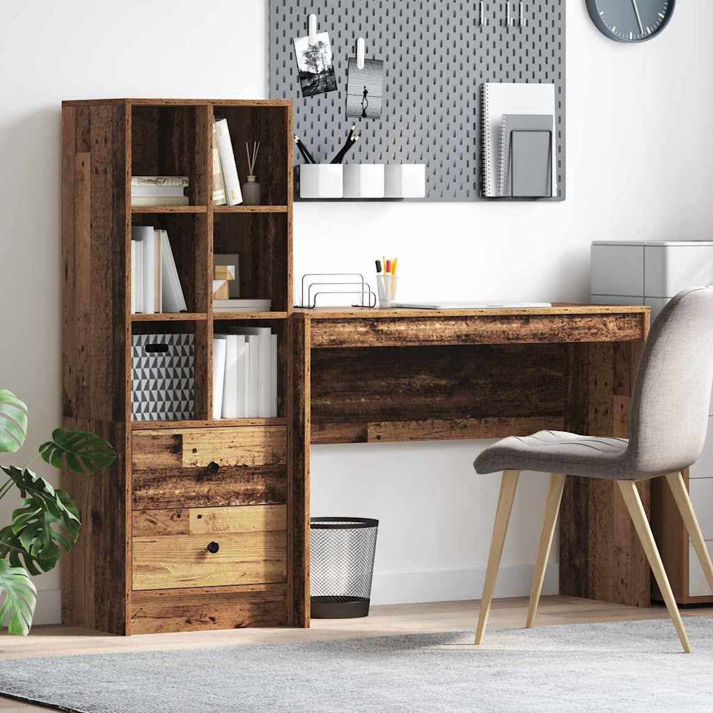 Desk with Storage Old Wood Engineered Wood