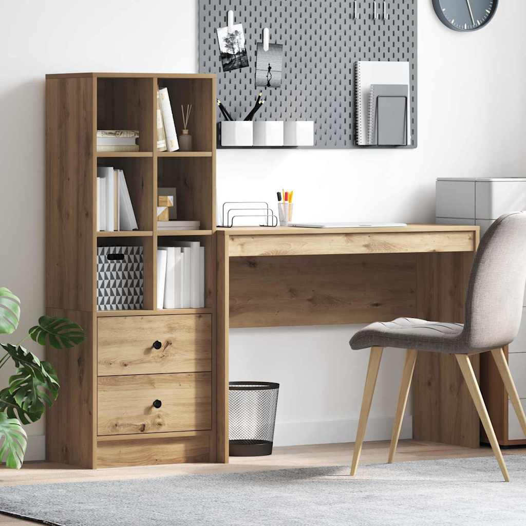 Desk with Storage Artisan Oak Engineered Wood