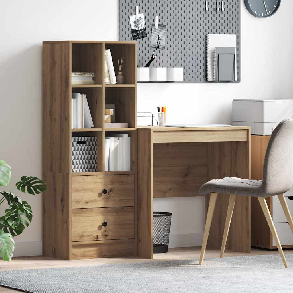Desk with Storage Artisan Oak Engineered Wood