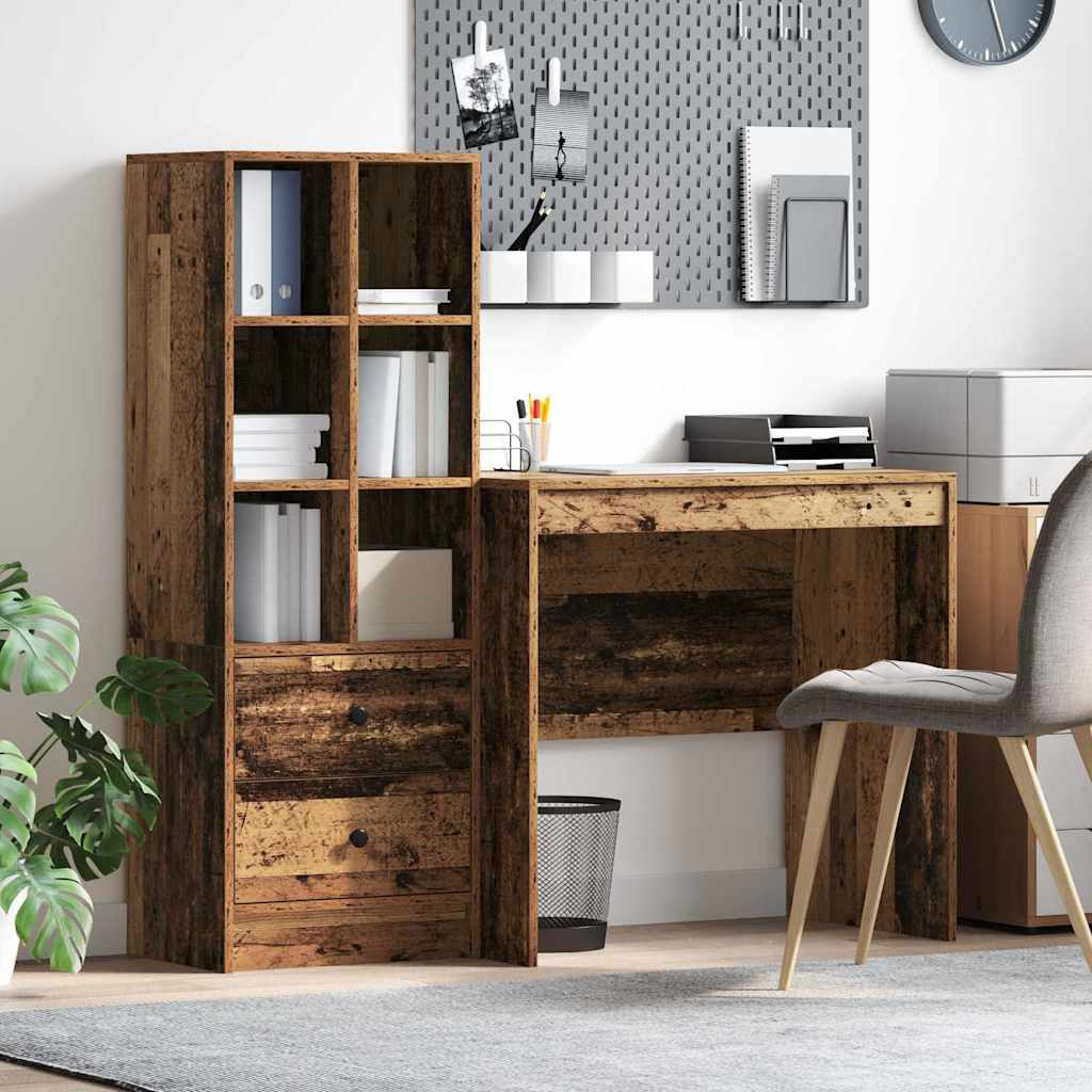 Desk with Storage Old Wood Engineered Wood