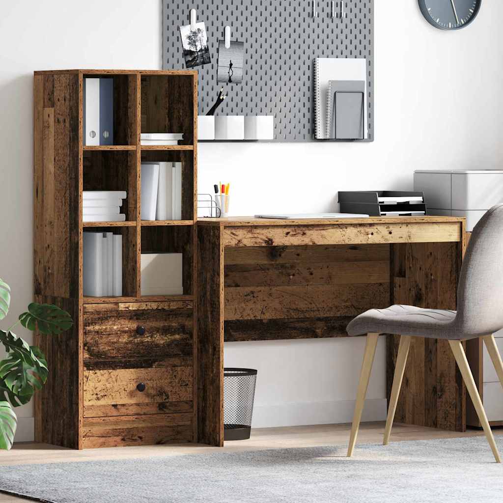 Desk with Storage Old Wood Engineered Wood
