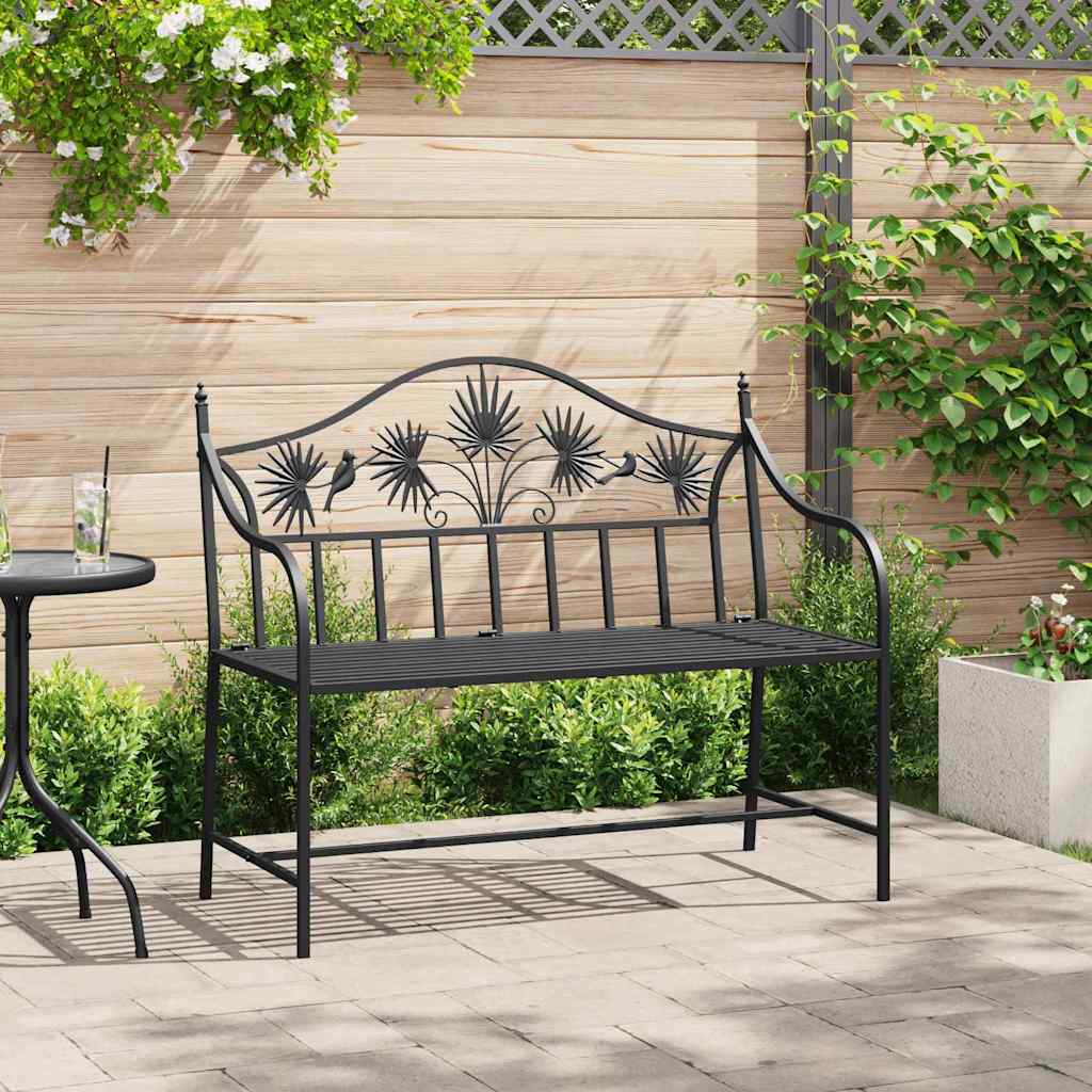 NEMVALE Garden Bench 104x52.5x89 cm Steel - Black