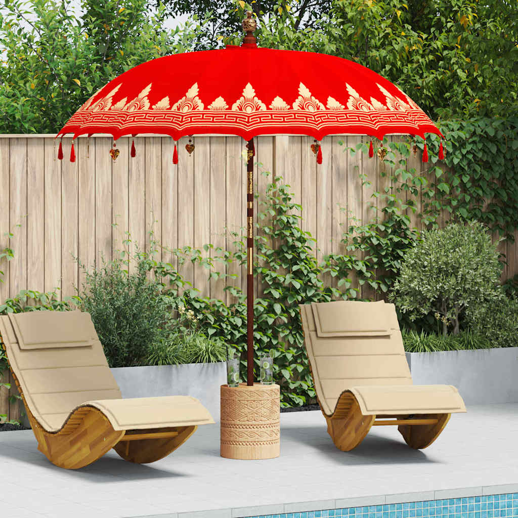 WAHMERE Balinese Parasol 215x215x260 cm Cotton and Wood - Red