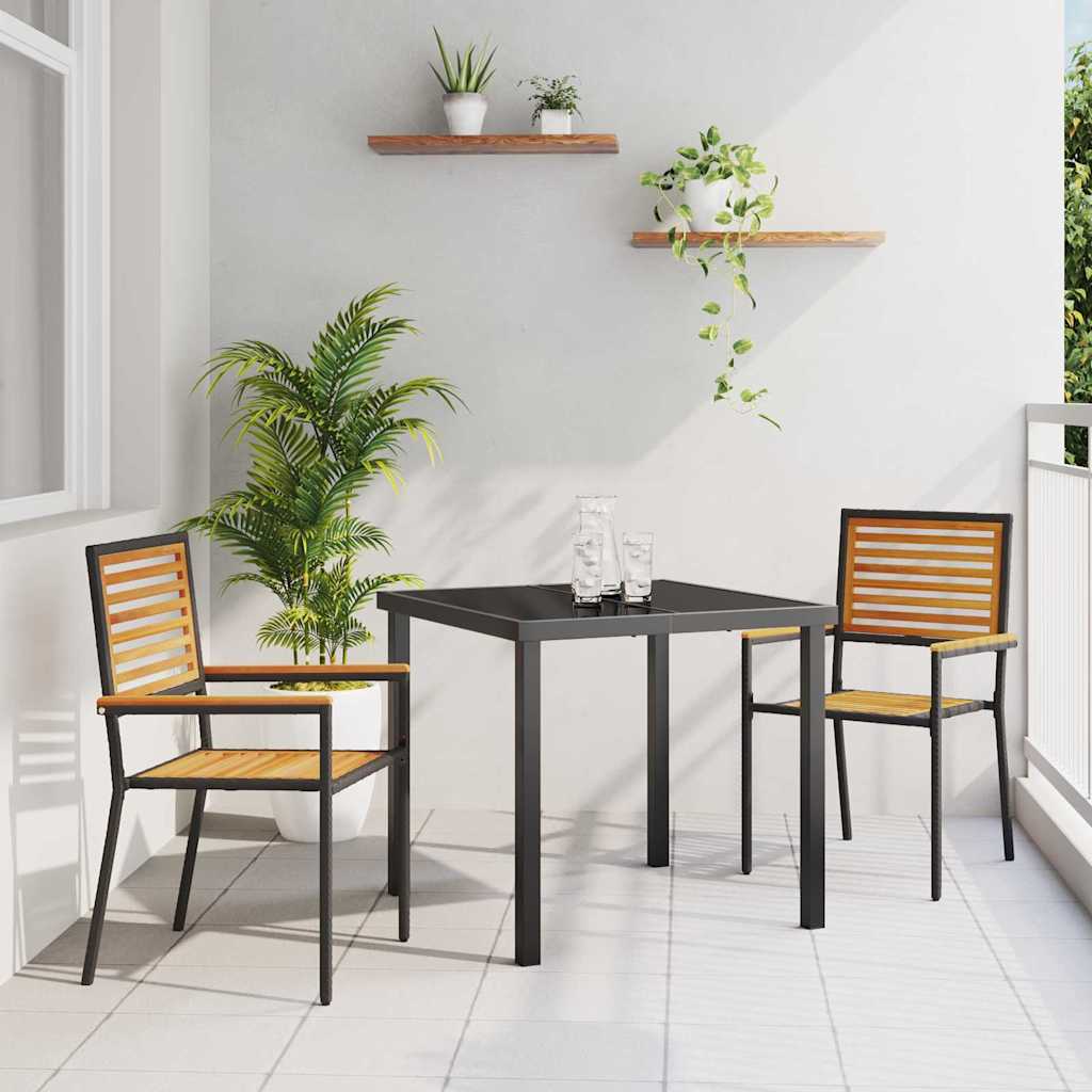 VAVCOVE Garden Stacking Chairs 2 pcs Brown and - Black