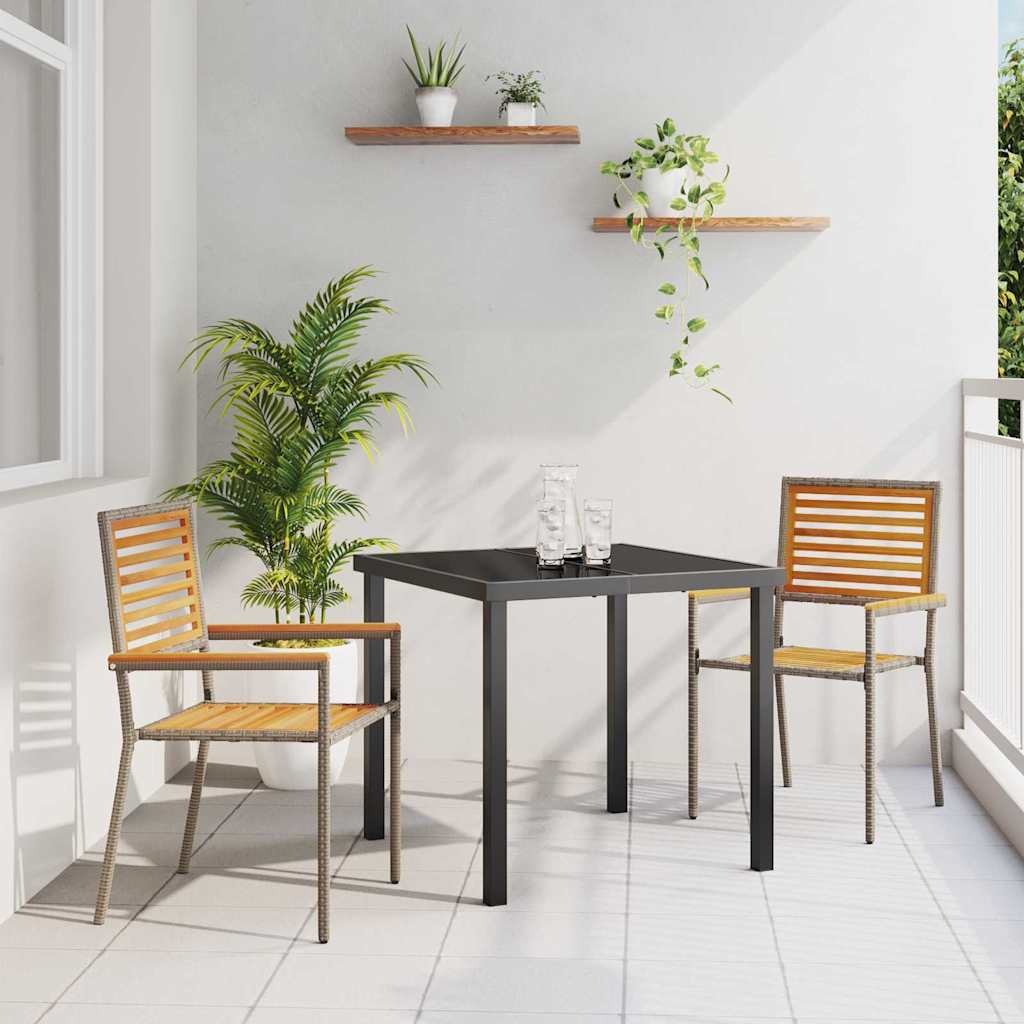 VAVCOVE Garden Stacking Chairs 2 pcs and Grey - Brown