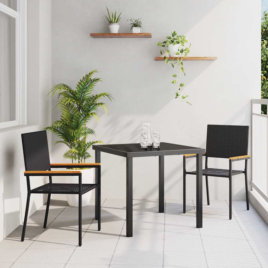 VAVCOVE Garden Stacking Chairs 2 pcs and Brown - Black