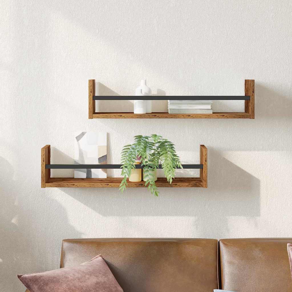 Wall Shelves 2 pcs Old Wood 60x16x14 cm Engineered Wood