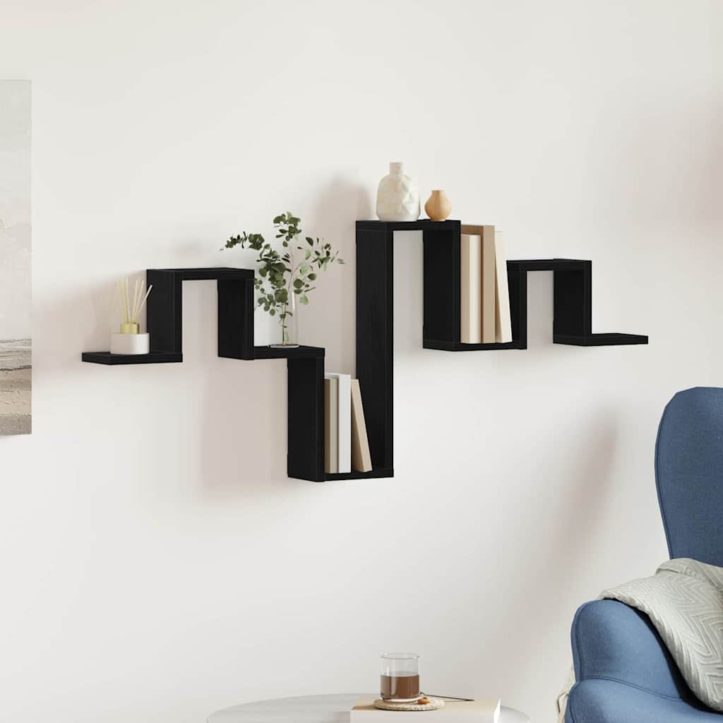 Wall Shelf Black Oak 104,5x10x43 cm Engineered Wood