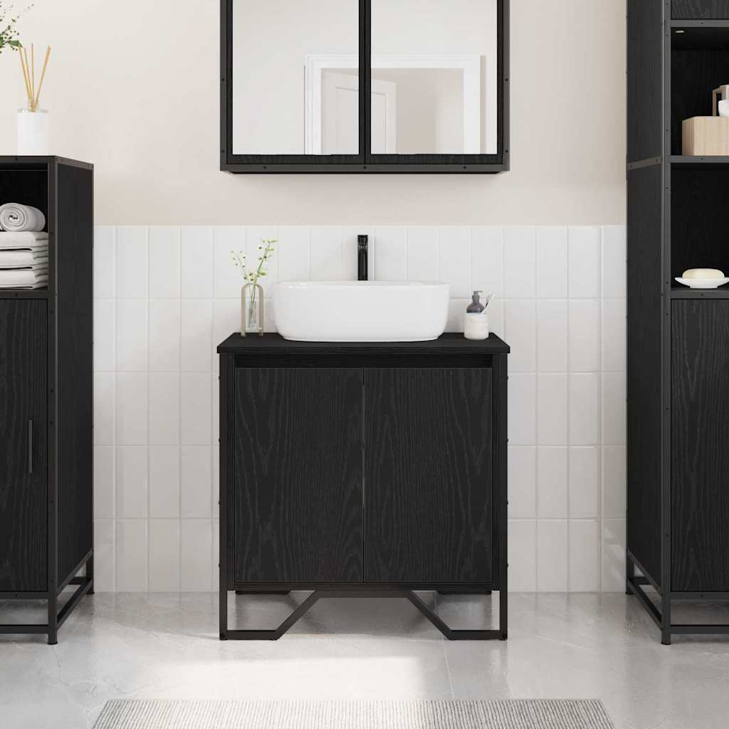 Bathroom Sink Cabinet Black Oak 60x35x60 cm Engineered Wood