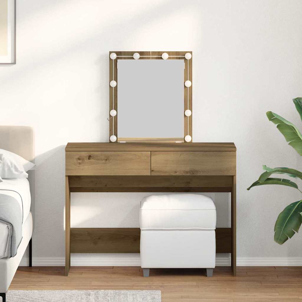 Dressing Table with Mirror and LEDs Artisan Oak Engineered Wood