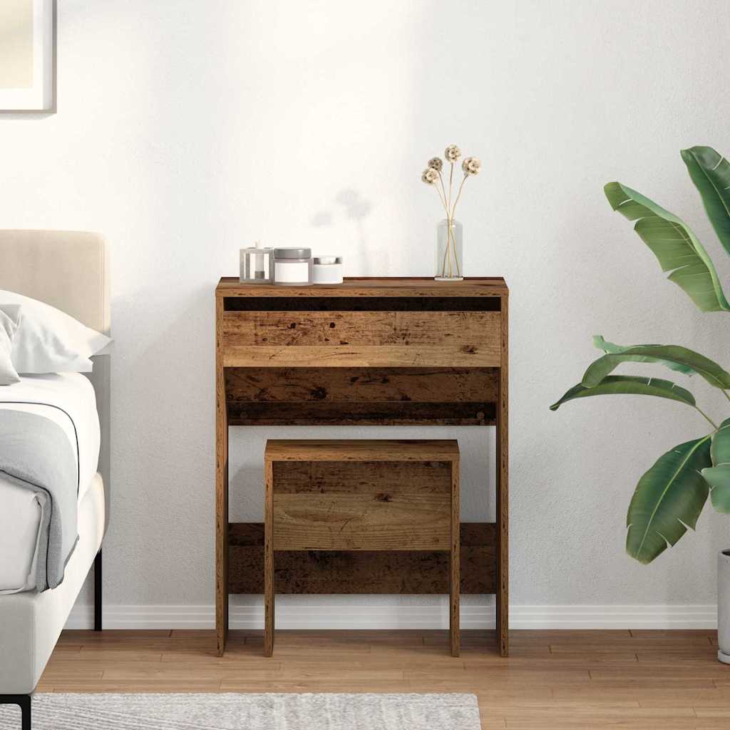 Dressing Table with Mirror Old Wood Engineered Wood