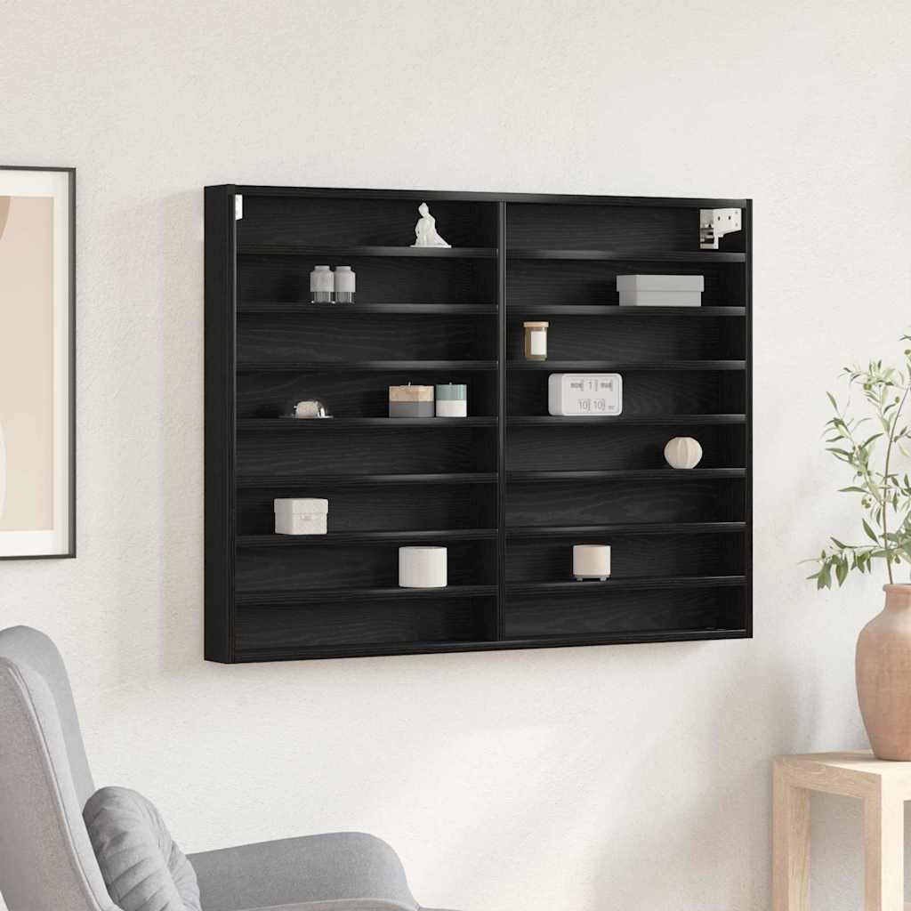 Vitrine Cabinet Black Oak 100x8,5x75 cm Engineered Wood