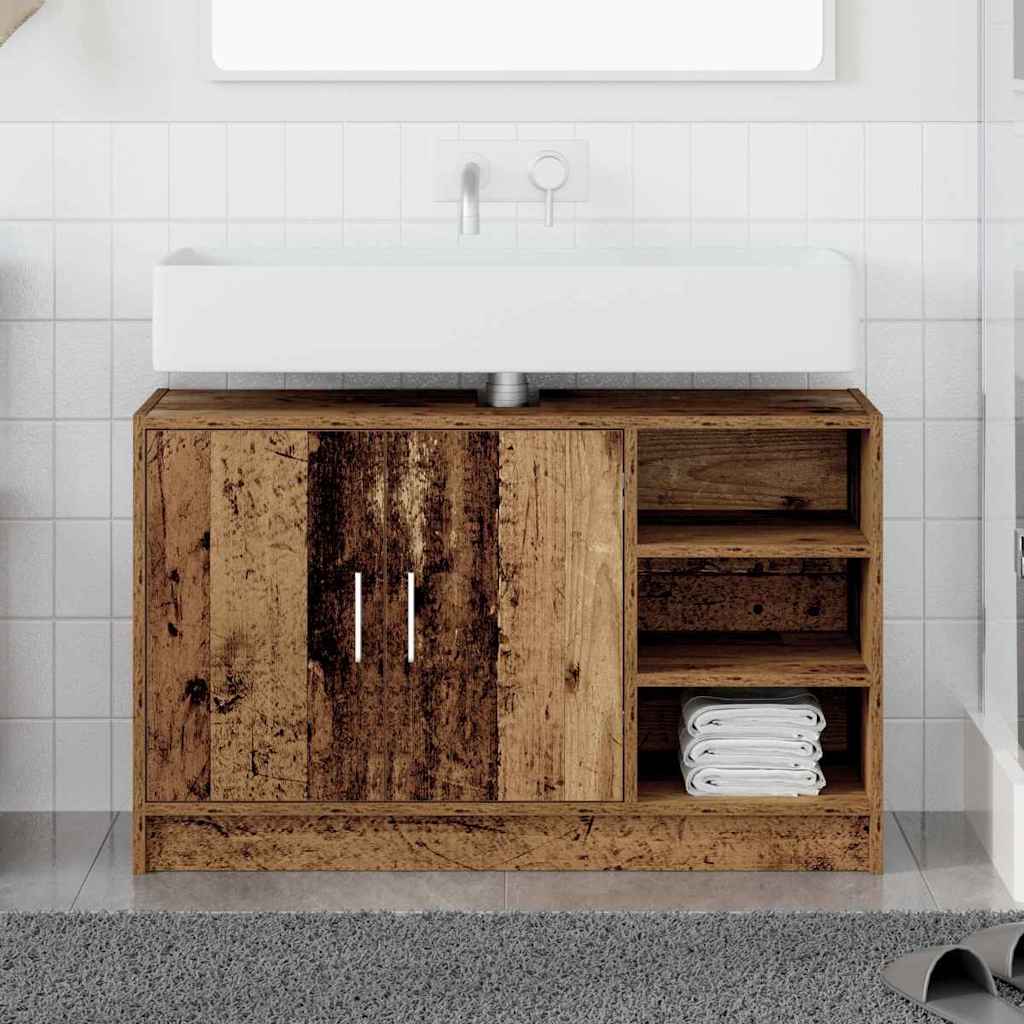 Sink Cabinet Old Wood 90x29x55 cm Engineered Wood