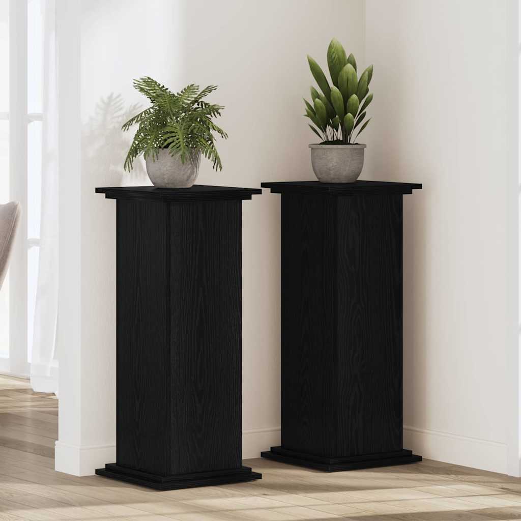 ELIVALE Plant Stand 33x33x100 cm Wooden - Black Oak