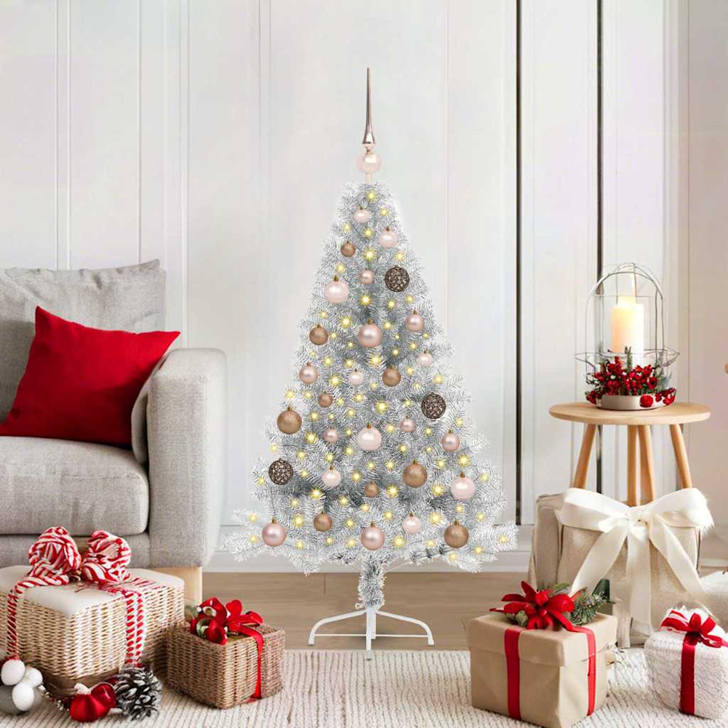 BRIWIN Artificial Pre-lit Christmas Tree Silver 120 cm PET