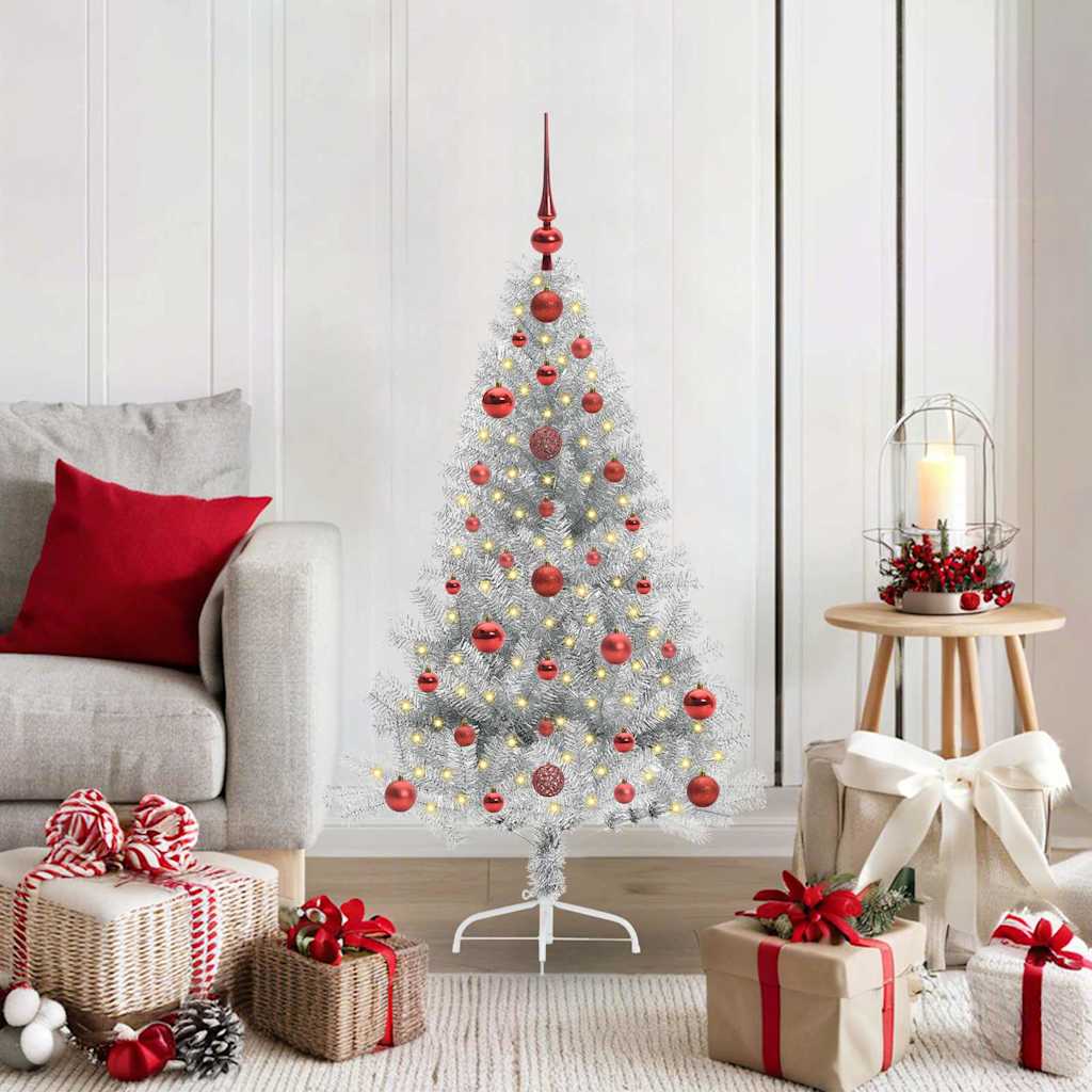 BRIWIN Artificial Pre-lit Christmas Tree Silver 120 cm PET