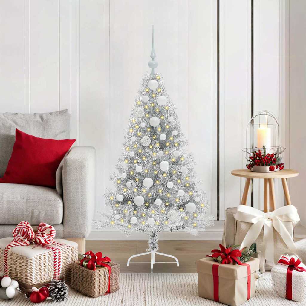 BRIWIN Artificial Pre-lit Christmas Tree Silver 120 cm PET