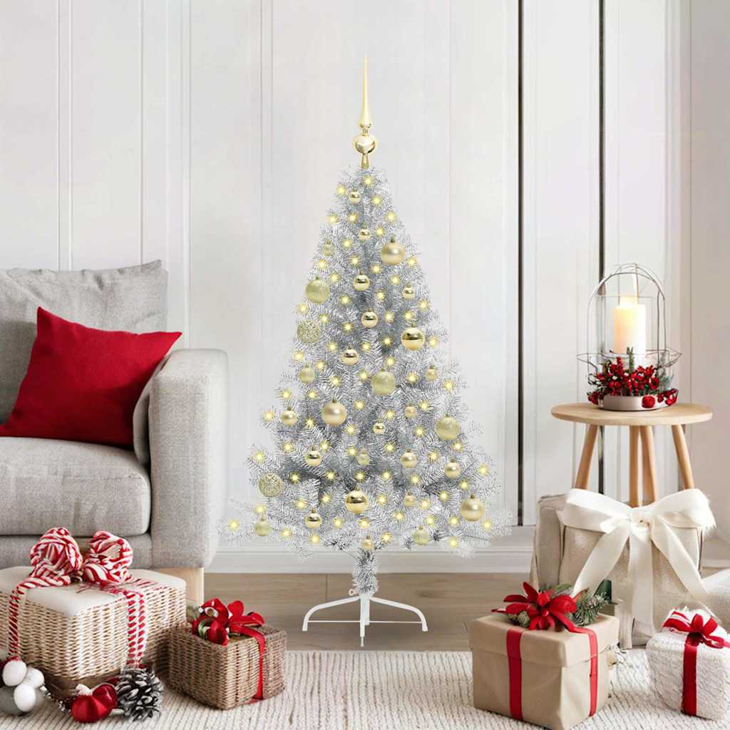BRIWIN Artificial Pre-lit Christmas Tree Silver 120 cm PET