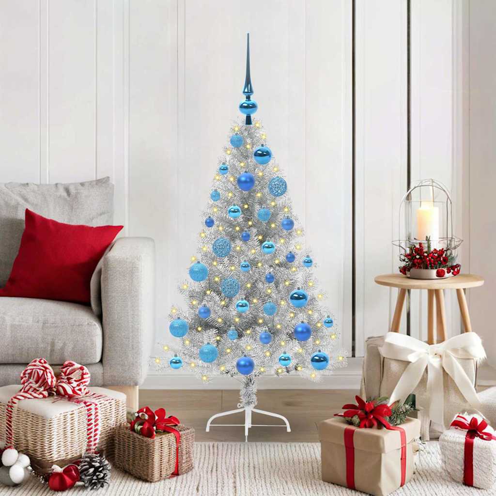 BRIWIN Artificial Pre-lit Christmas Tree Silver 120 cm PET
