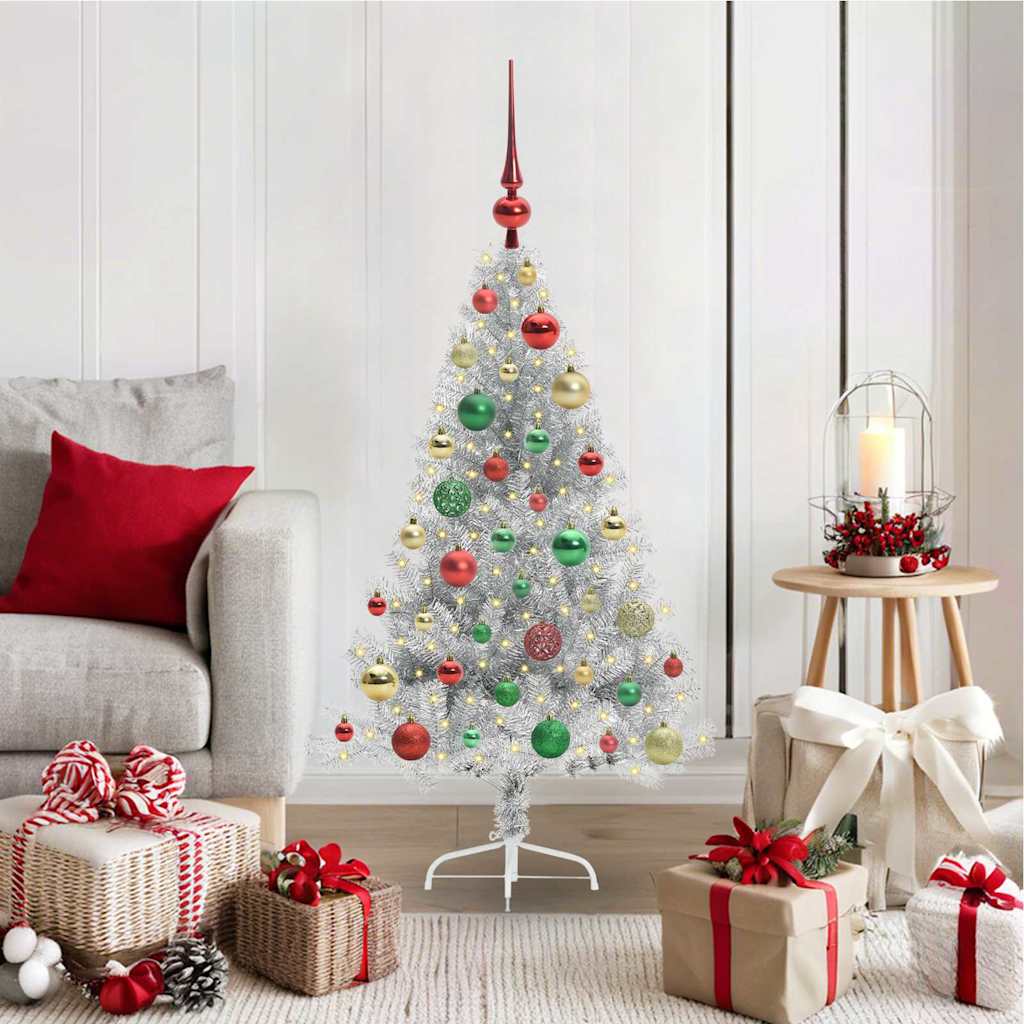 BRIWIN Artificial Pre-lit Christmas Tree Silver 120 cm PET