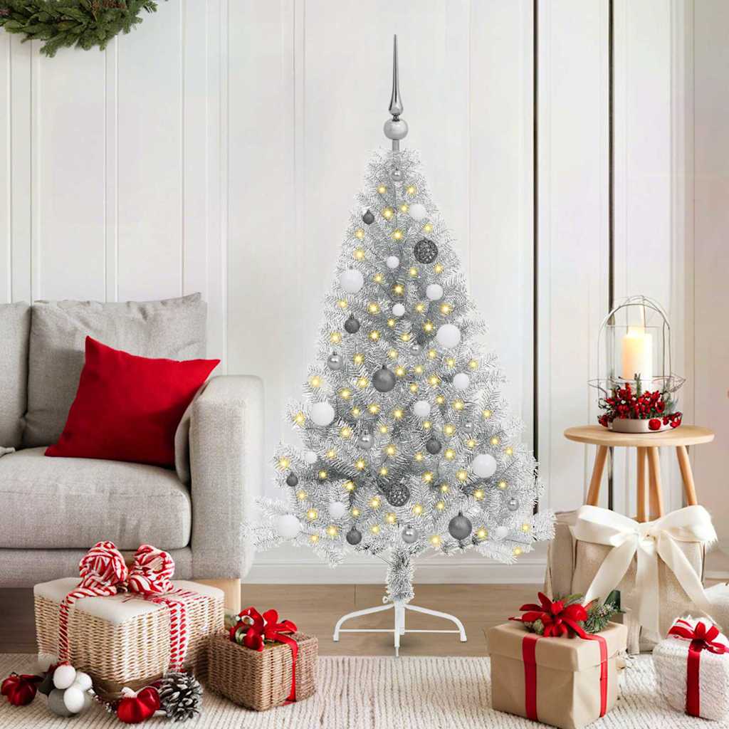 BRIWIN Artificial Pre-lit Christmas Tree Silver 150 cm PET