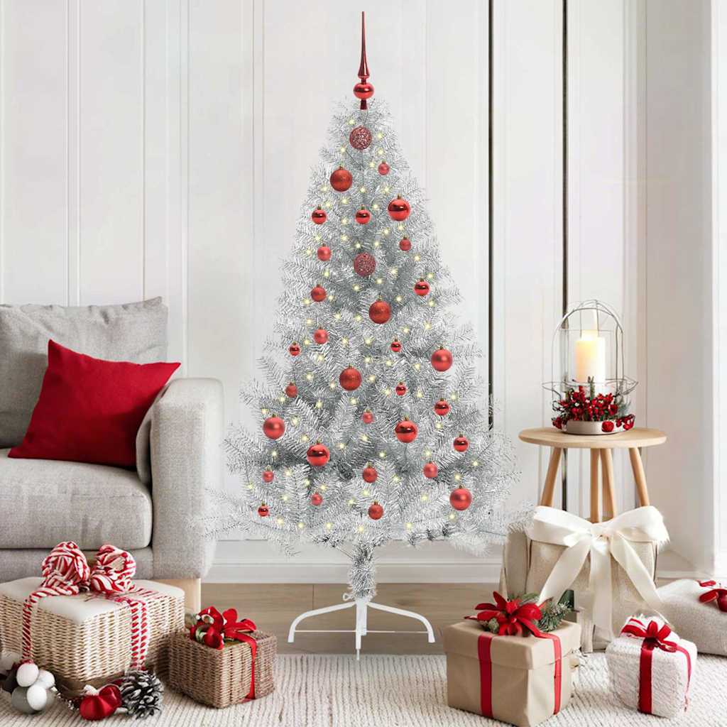 BRIWIN Artificial Pre-lit Christmas Tree Silver 150 cm PET