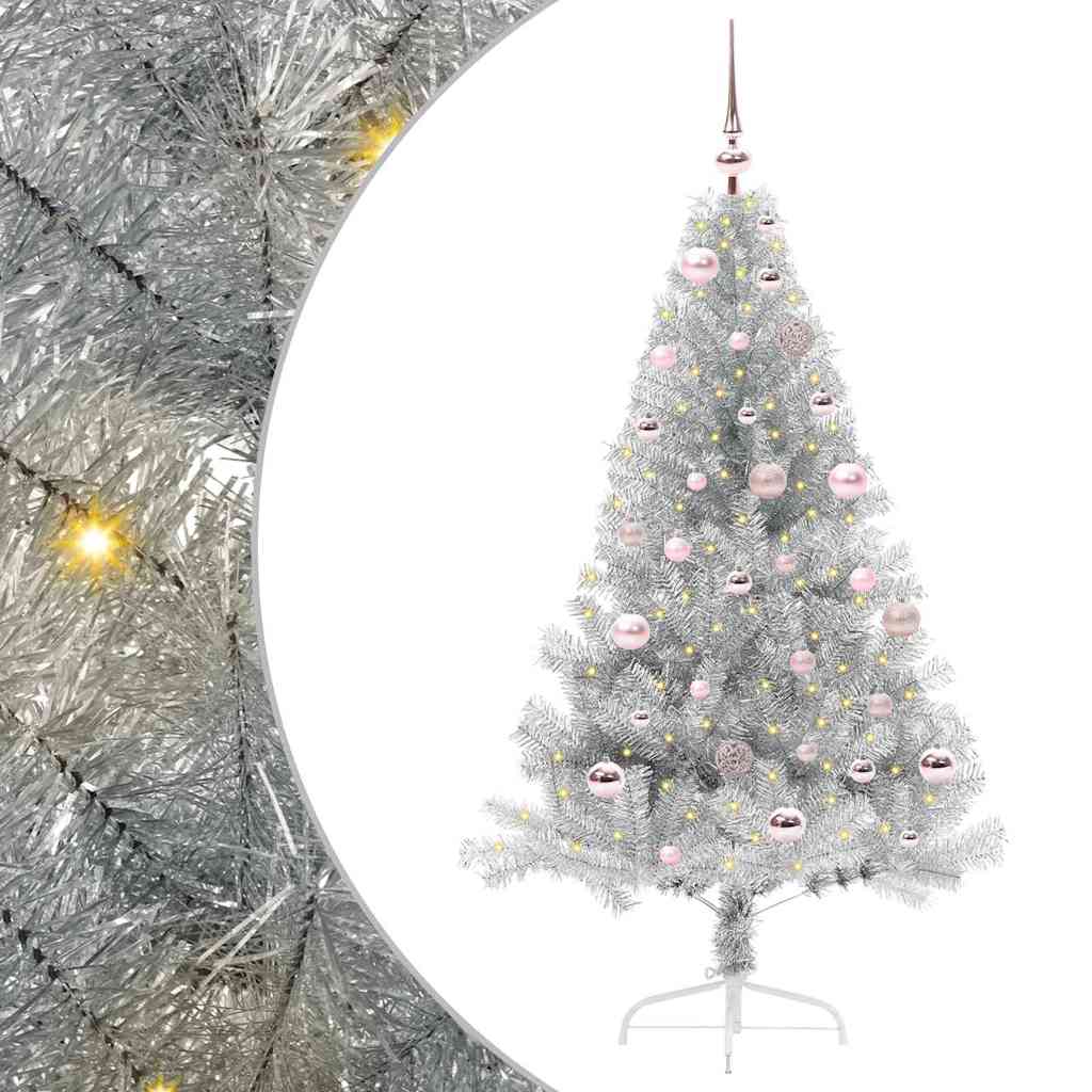 BRIWIN Artificial Pre-lit Christmas Tree Silver 150 cm PET