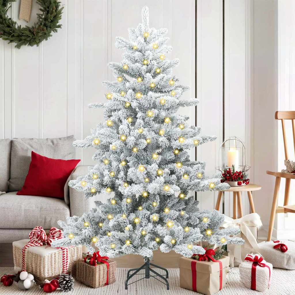 ELSERA Artificial Hinged Christmas Tree with 150 LEDs 150 cm PVC