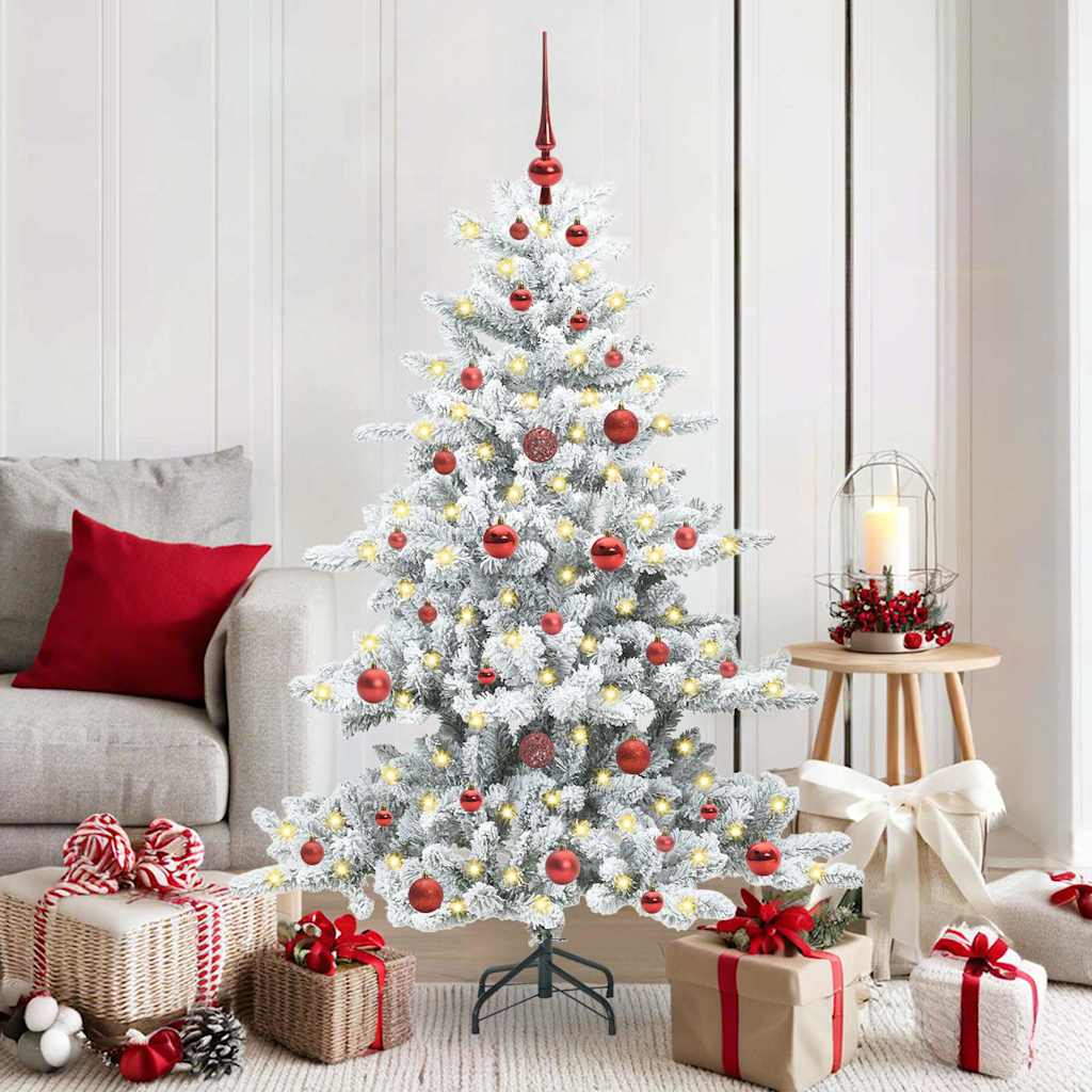 ELSERA Artificial Hinged Christmas Tree with 150 LEDs 150 cm PVC