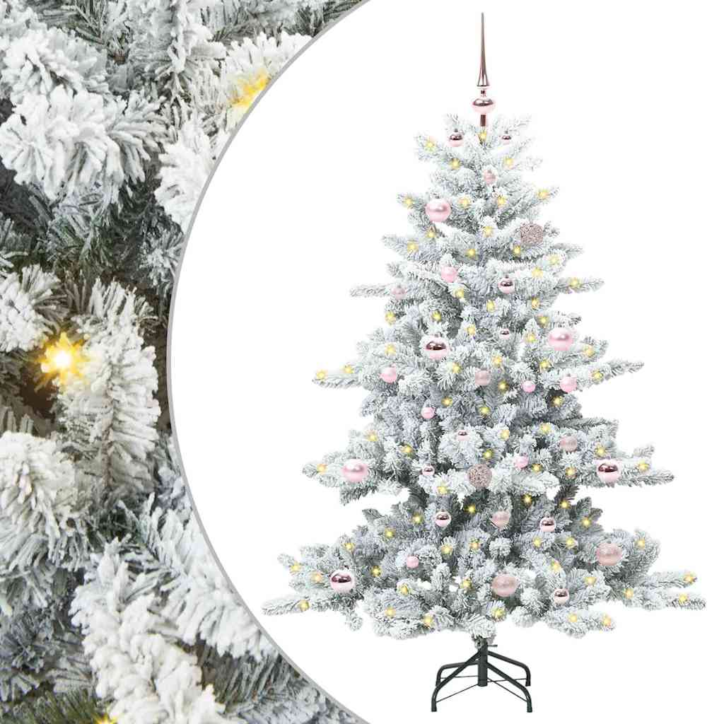 ELSERA Artificial Hinged Christmas Tree with 150 LEDs 150 cm PVC