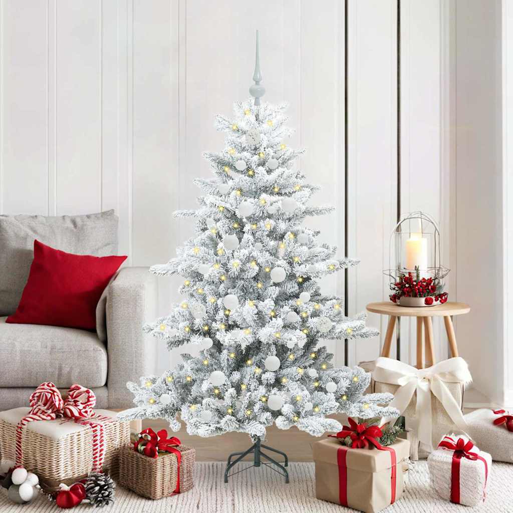 ELSERA Artificial Hinged Christmas Tree with 150 LEDs 150 cm PVC