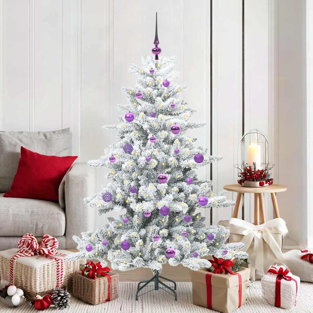 ELSERA Artificial Hinged Christmas Tree with 150 LEDs 150 cm PVC