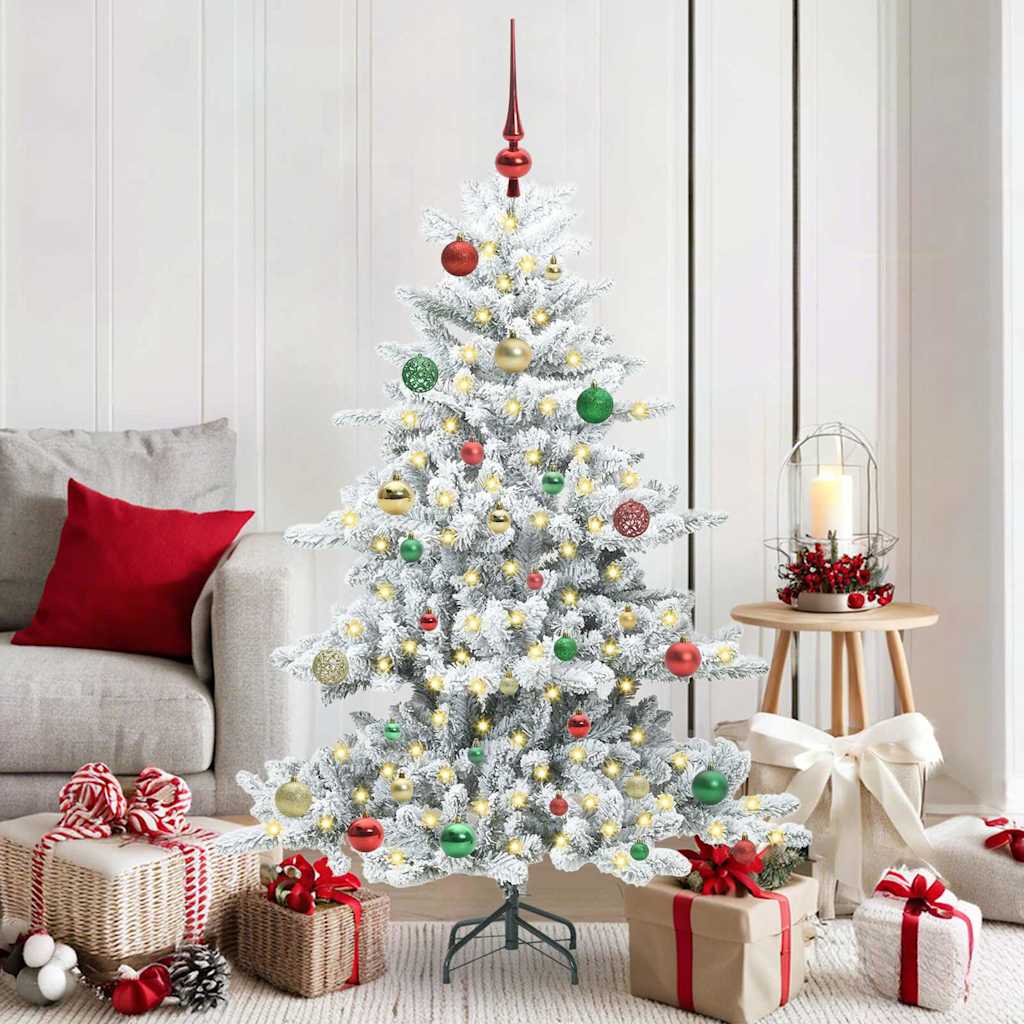 ELSERA Artificial Hinged Christmas Tree with 150 LEDs 150 cm PVC