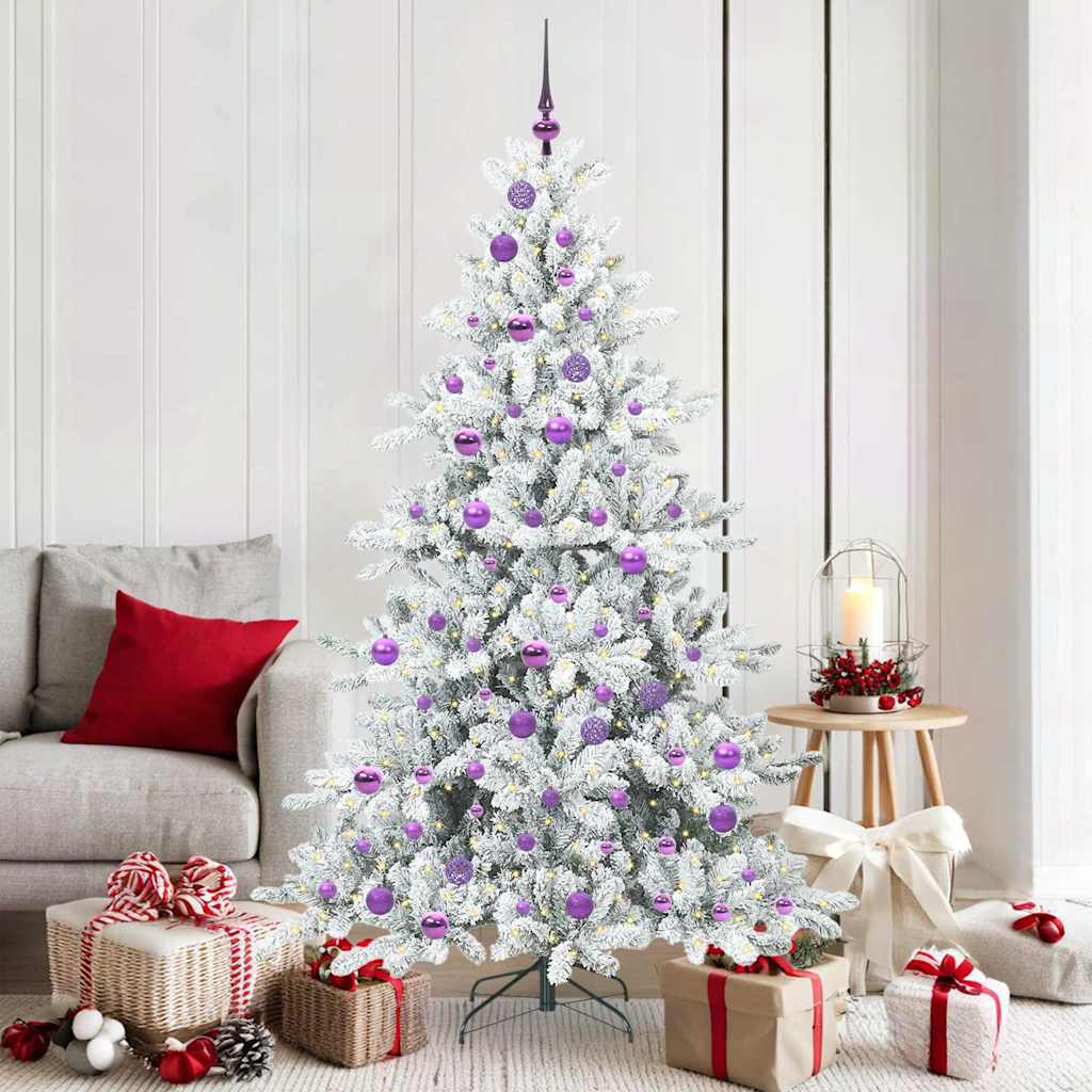 ELSERA Artificial Hinged Christmas Tree with 300 LEDs 180 cm PVC