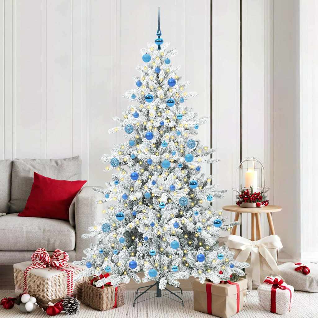 ELSERA Artificial Hinged Christmas Tree with 300 LEDs 180 cm PVC