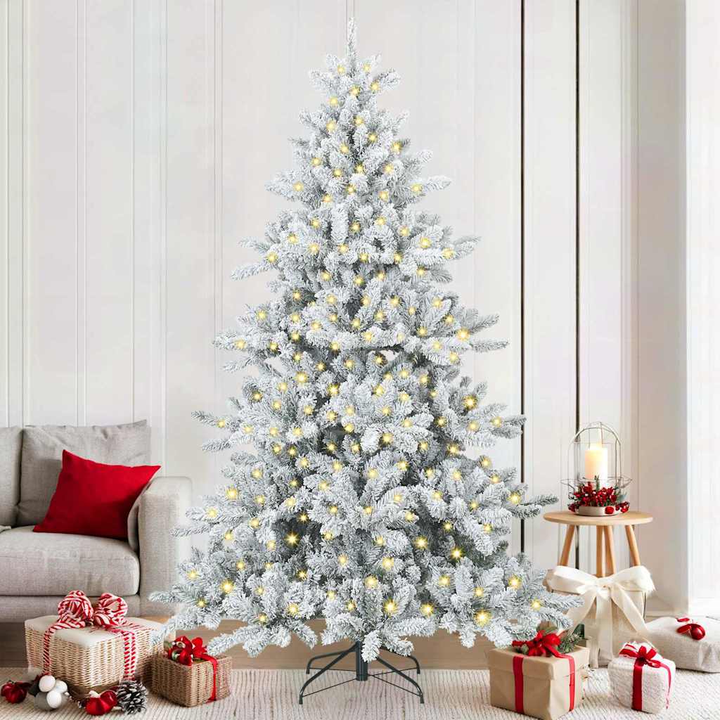 ELSERA Artificial Hinged Christmas Tree with 300 LEDs 210 cm PVC